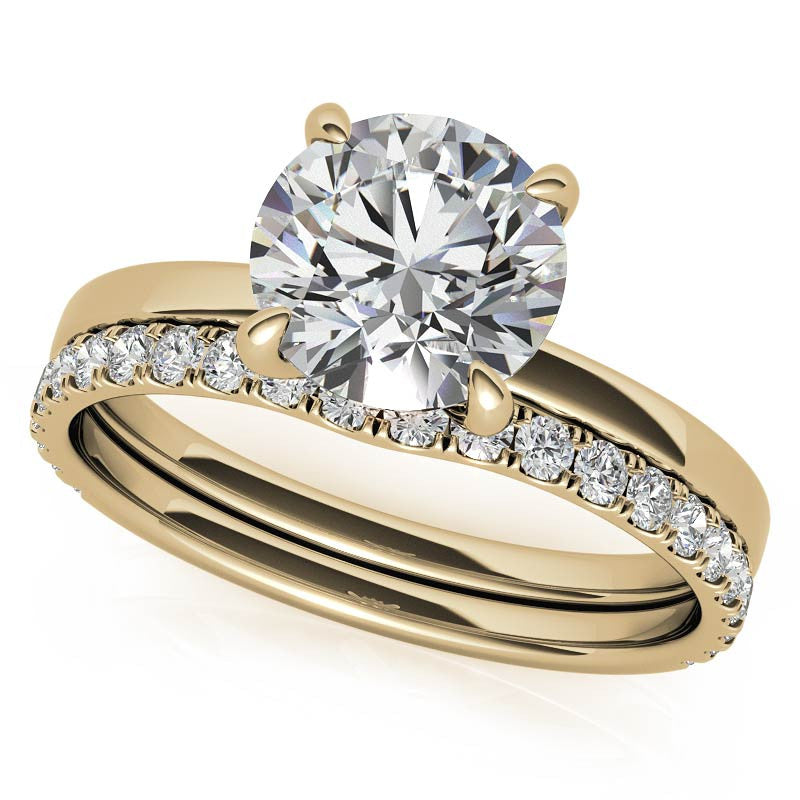 Petite Round Brilliant Moissanite Engagement Ring with Hidden Halo