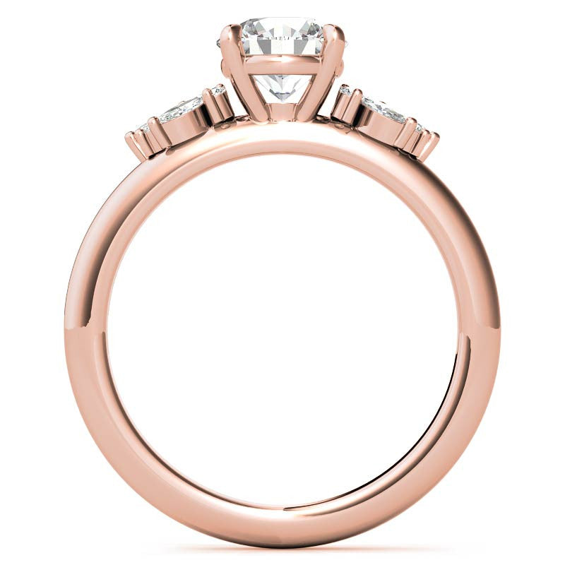 2mm Round and Marquise Petite Cluster Moissanite Engagement Ring