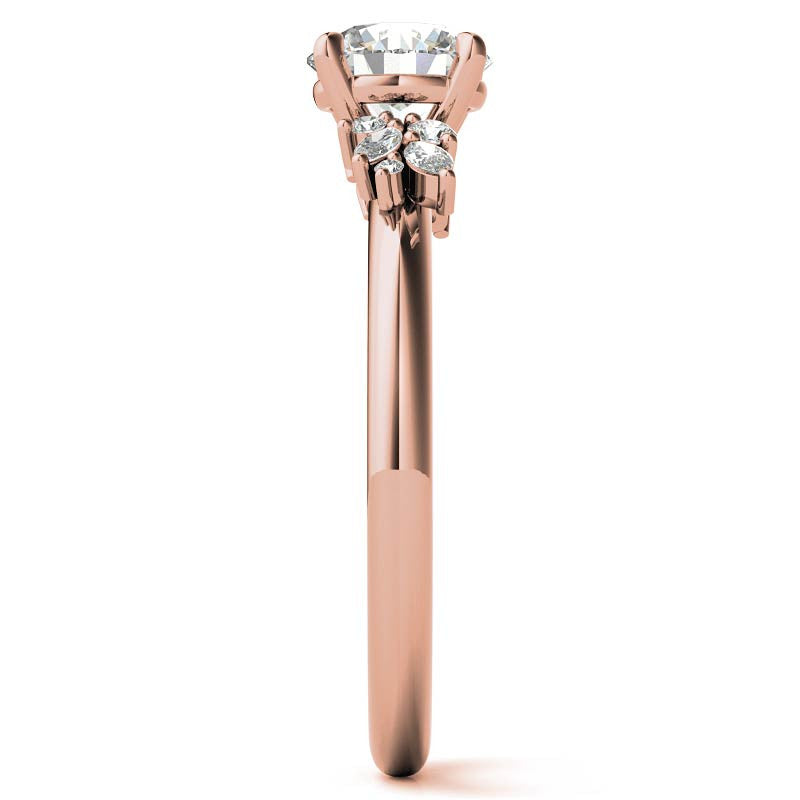 2mm Round and Marquise Petite Cluster Moissanite Engagement Ring
