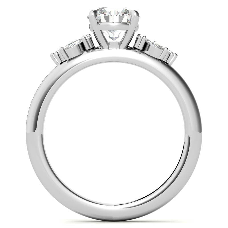 2mm Round and Marquise Petite Cluster Moissanite Engagement Ring