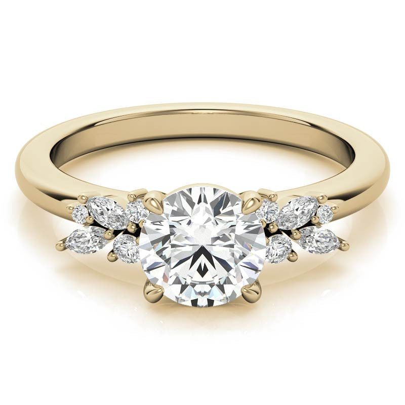 2mm Round and Marquise Petite Cluster Moissanite Engagement Ring