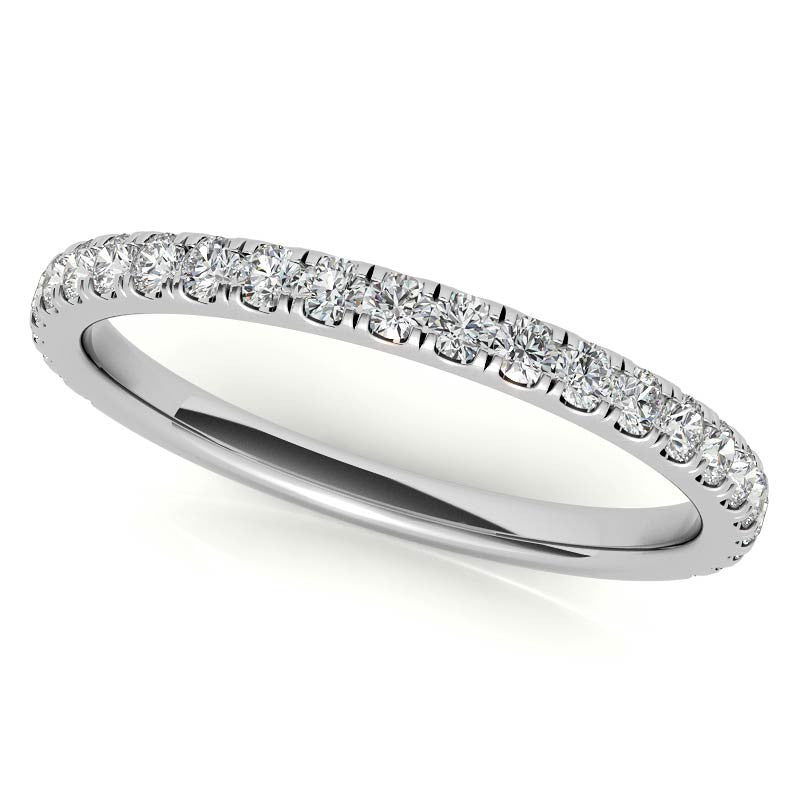 Round Half-Bezel Moissanite Engagement Ring with Diamond Collar