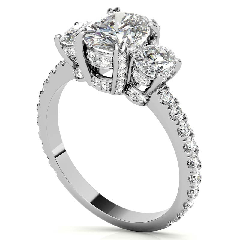 Oval 3-Stone Encircled Moissanite Engagement Ring