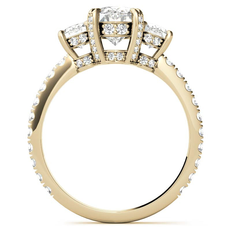 Oval 3-Stone Encircled Moissanite Engagement Ring