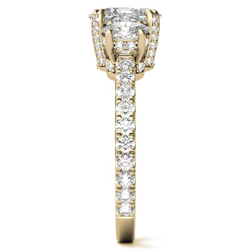 Oval 3-Stone Encircled Moissanite Engagement Ring