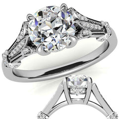 Antique Style Round Brilliant Moissanite Engagement Ring