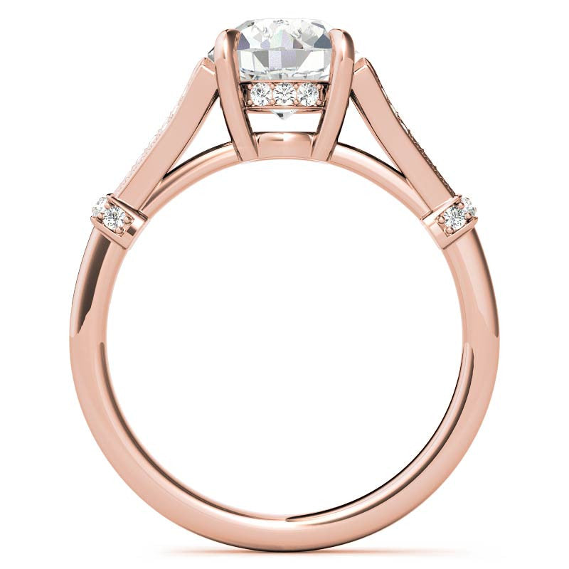 Antique Style Round Brilliant Moissanite Engagement Ring