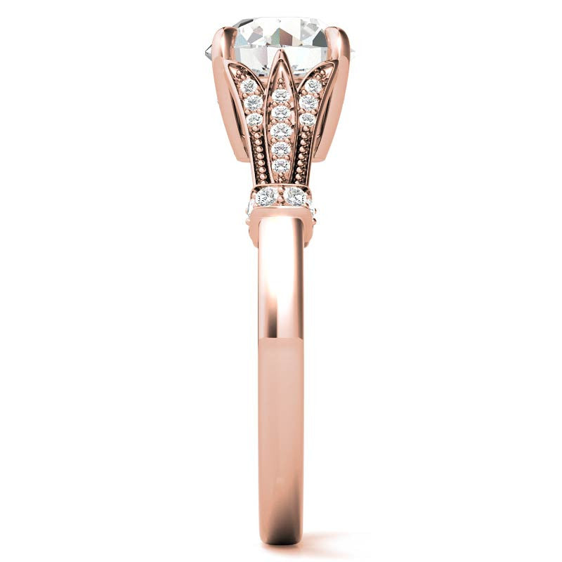Antique Style Round Brilliant Moissanite Engagement Ring