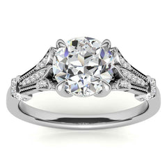 Antique Style Round Brilliant Moissanite Engagement Ring