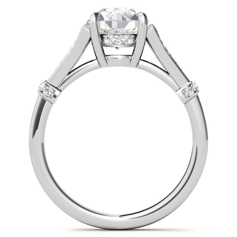 Antique Style Round Brilliant Moissanite Engagement Ring