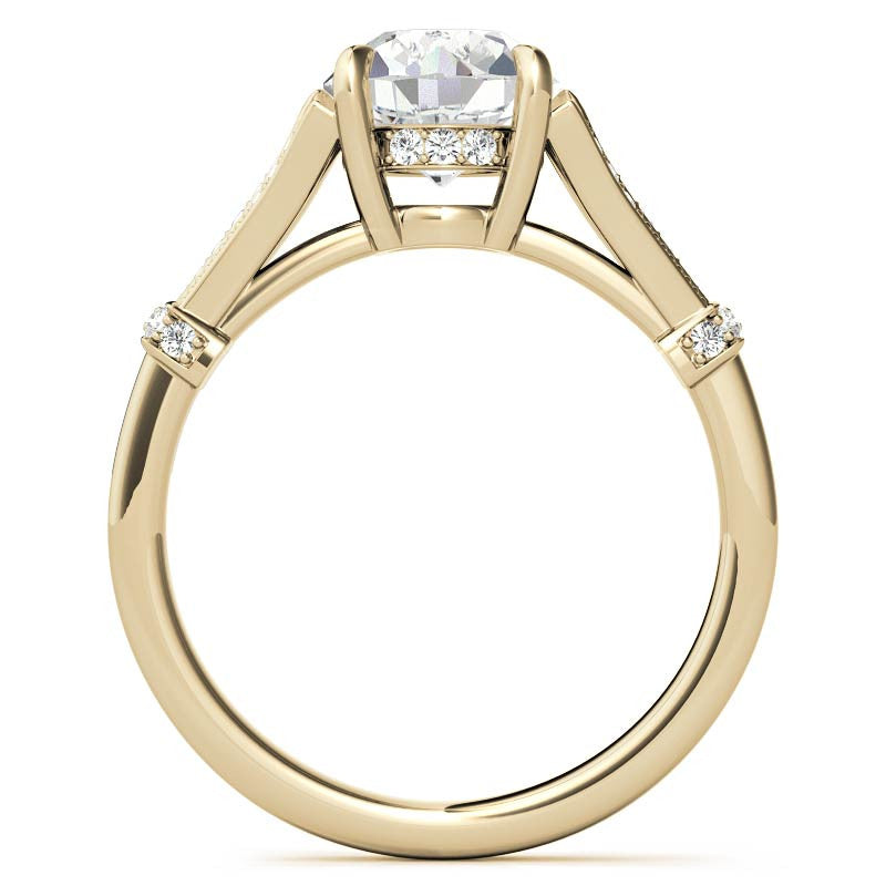 Antique Style Round Brilliant Moissanite Engagement Ring