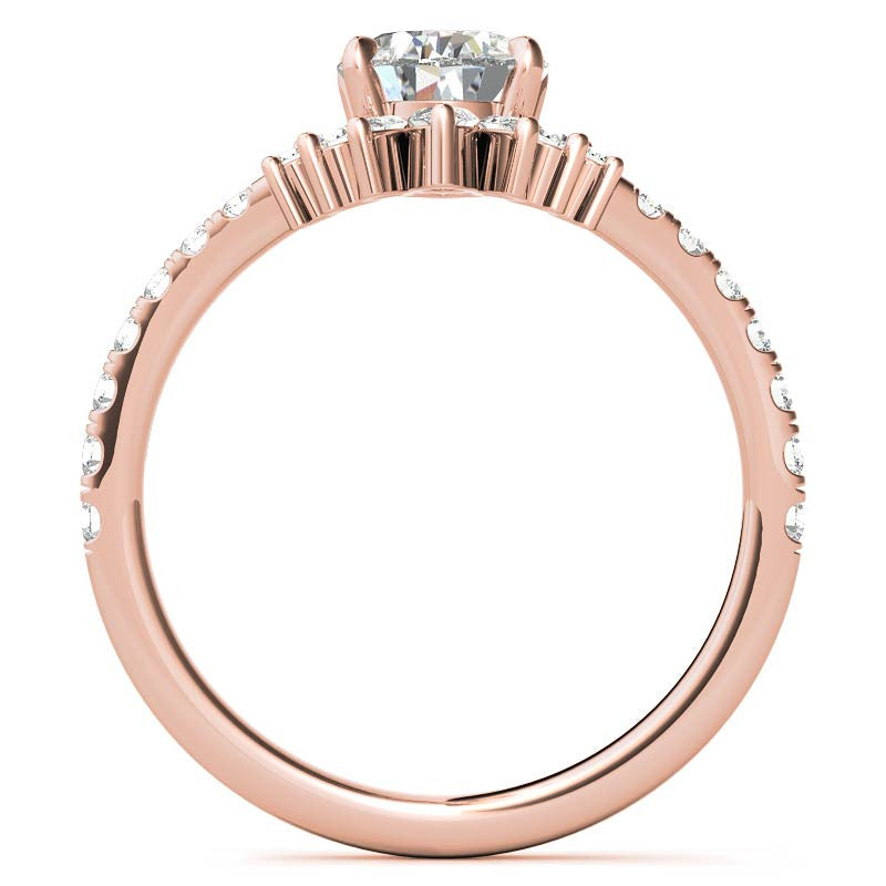 Unique Pear and Marquise Accented Moissanite Engagement Ring