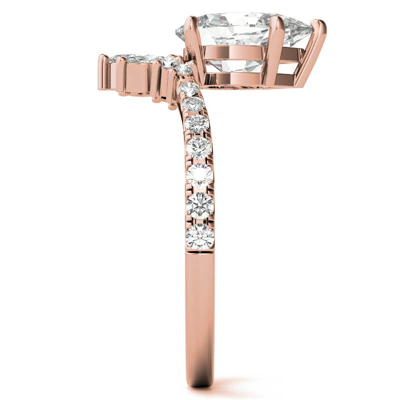 Unique Pear and Marquise Accented Moissanite Engagement Ring