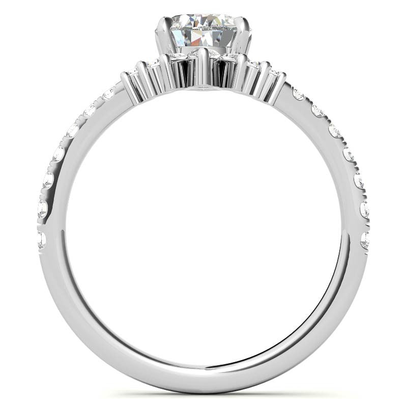 Unique Pear and Marquise Accented Moissanite Engagement Ring