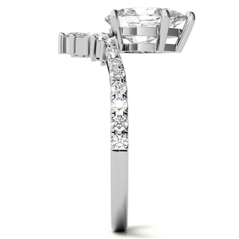 Unique Pear and Marquise Accented Moissanite Engagement Ring