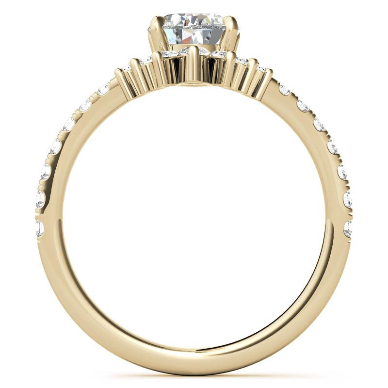Unique Pear and Marquise Accented Moissanite Engagement Ring