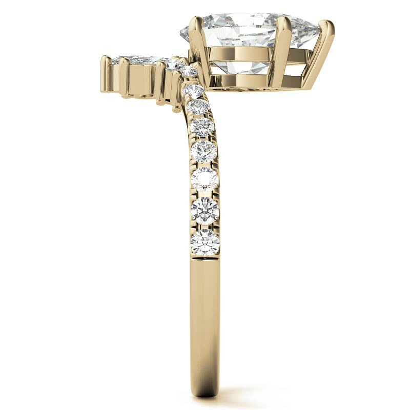 Unique Pear and Marquise Accented Moissanite Engagement Ring