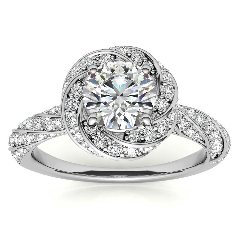 Helix Twisted Round Halo Moissanite Engagement Ring