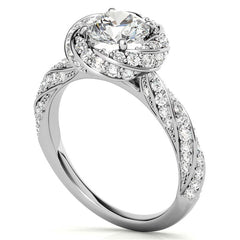 Helix Twisted Round Halo Moissanite Engagement Ring