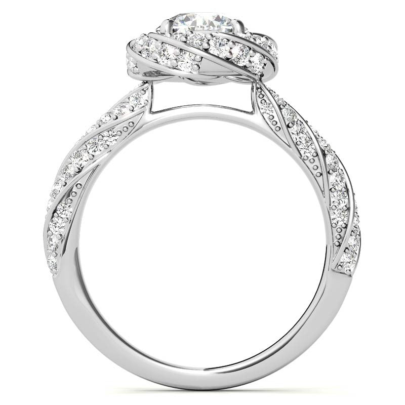 Helix Twisted Round Halo Moissanite Engagement Ring