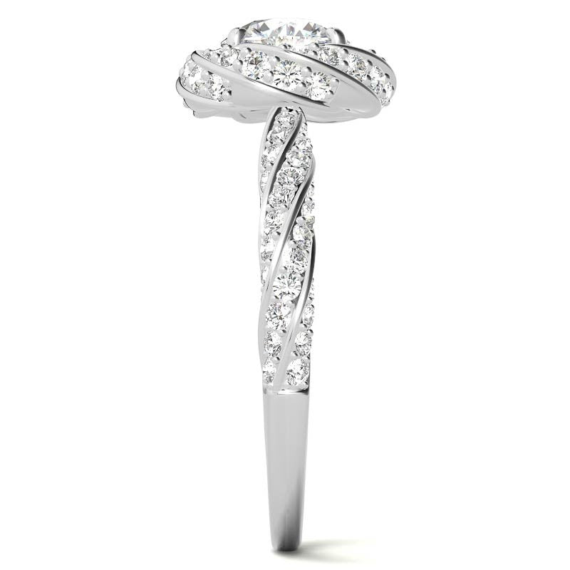 Helix Twisted Round Halo Moissanite Engagement Ring
