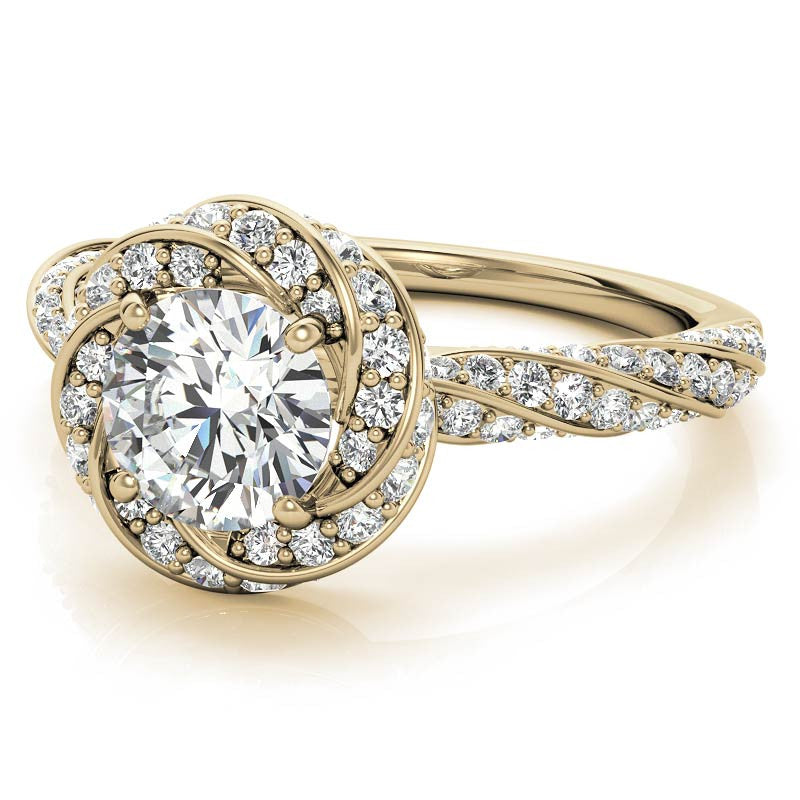Helix Twisted Round Halo Moissanite Engagement Ring