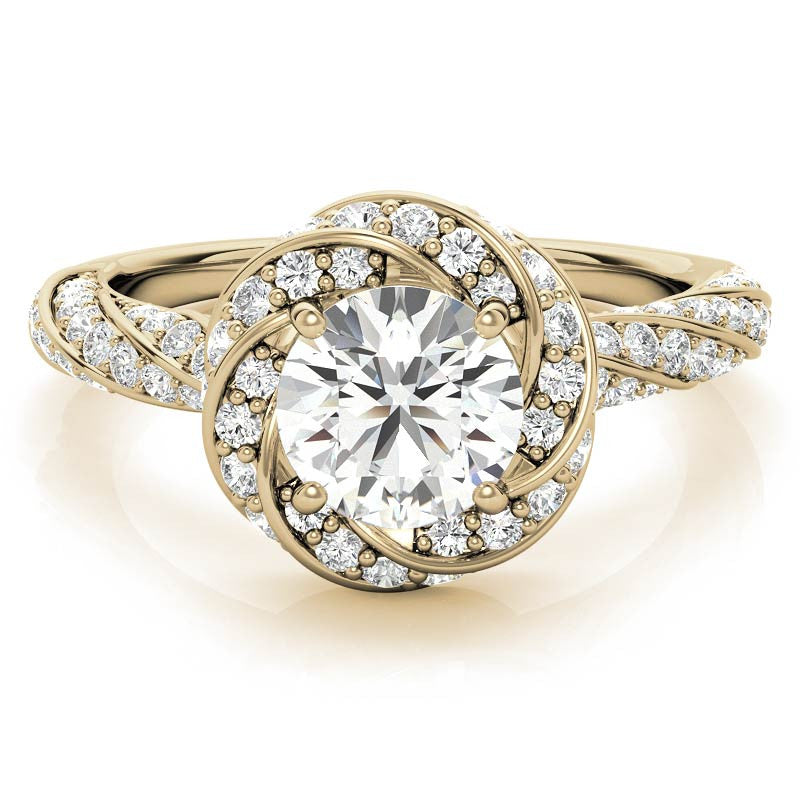Helix Twisted Round Halo Moissanite Engagement Ring