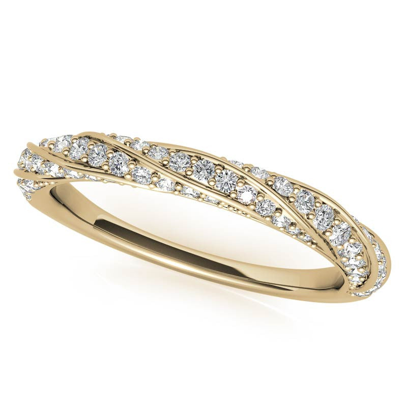 Helix Twisted Round Halo Moissanite Engagement Ring