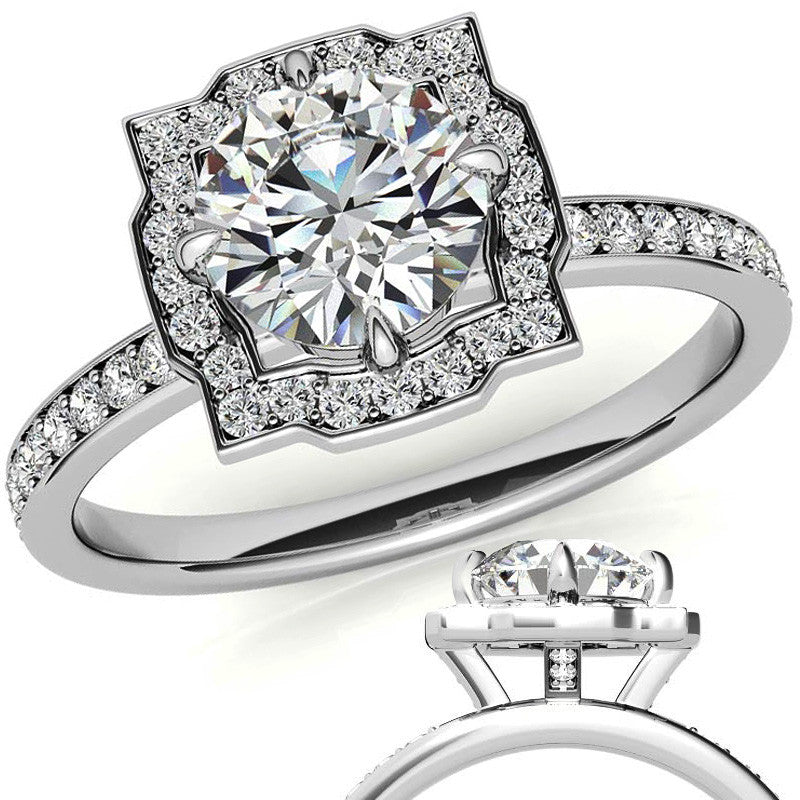 Round Halo Channel Moissanite Engagement Ring