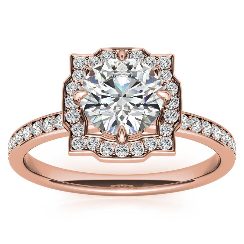 Round Halo Channel Moissanite Engagement Ring