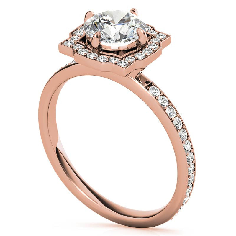 Round Halo Channel Moissanite Engagement Ring