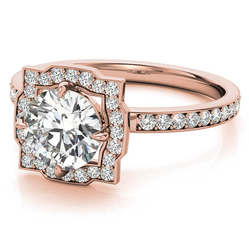 Round Halo Channel Moissanite Engagement Ring
