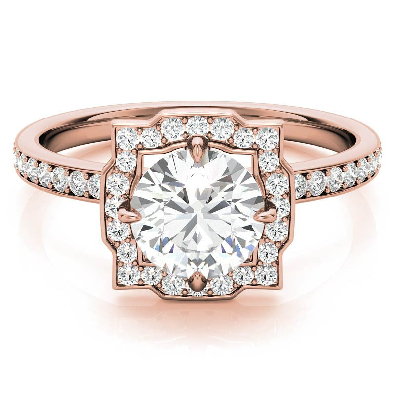 Round Halo Channel Moissanite Engagement Ring
