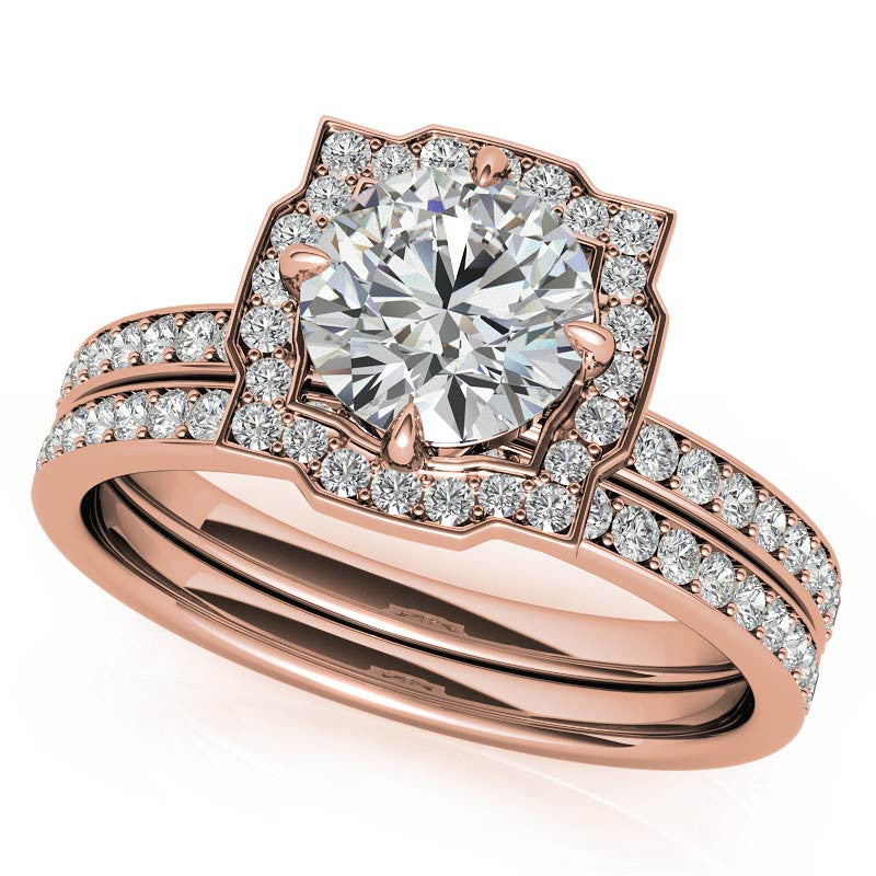 Round Halo Channel Moissanite Engagement Ring