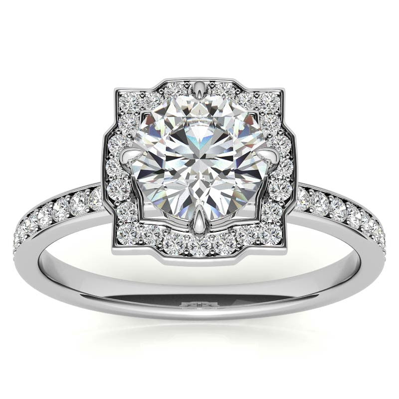 Round Halo Channel Moissanite Engagement Ring