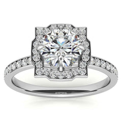 Round Halo Channel Moissanite Engagement Ring