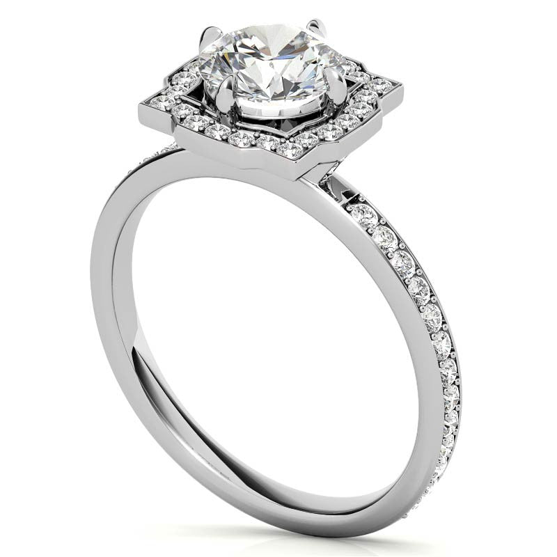 Round Halo Channel Moissanite Engagement Ring