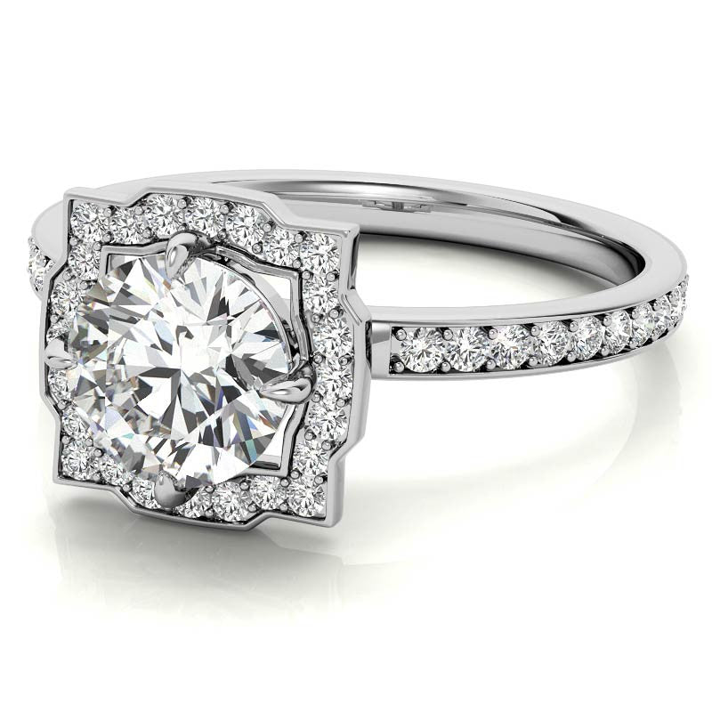Round Halo Channel Moissanite Engagement Ring