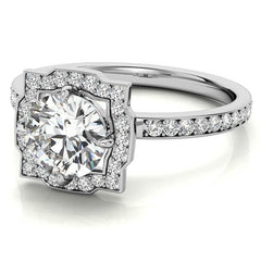 Round Halo Channel Moissanite Engagement Ring