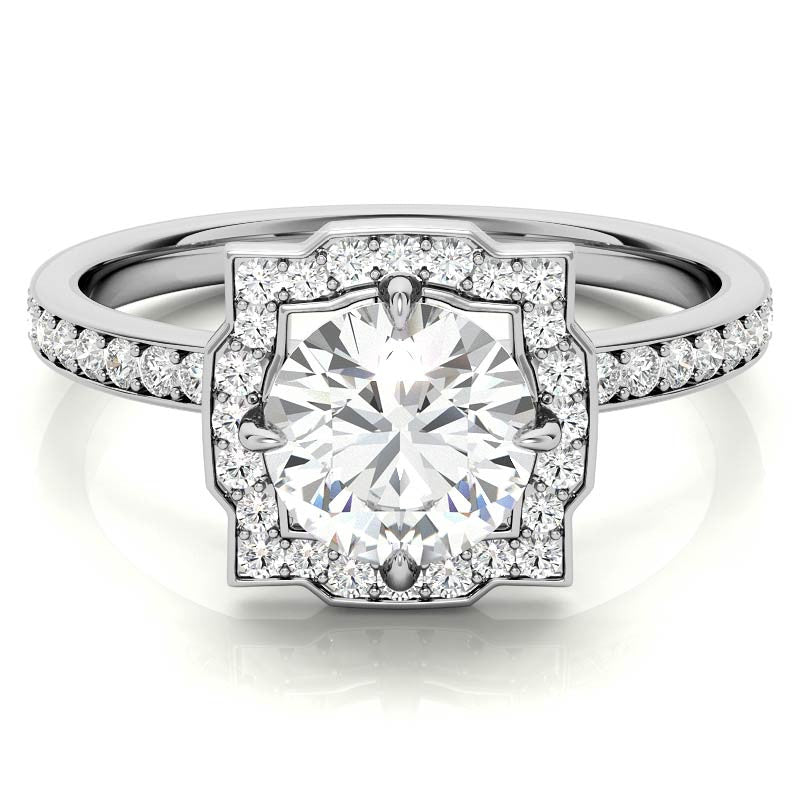 Round Halo Channel Moissanite Engagement Ring
