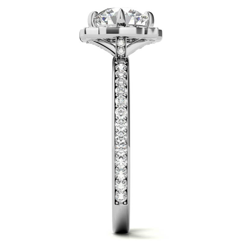Round Halo Channel Moissanite Engagement Ring