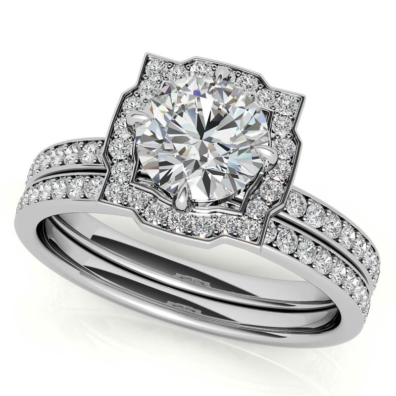 Round Halo Channel Moissanite Engagement Ring