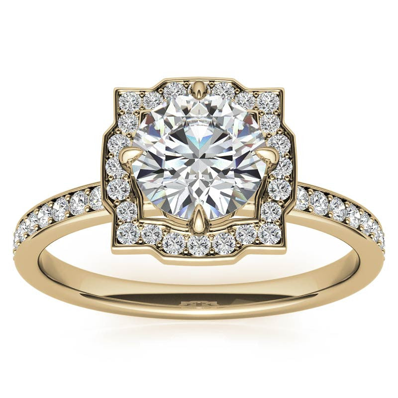 Round Halo Channel Moissanite Engagement Ring
