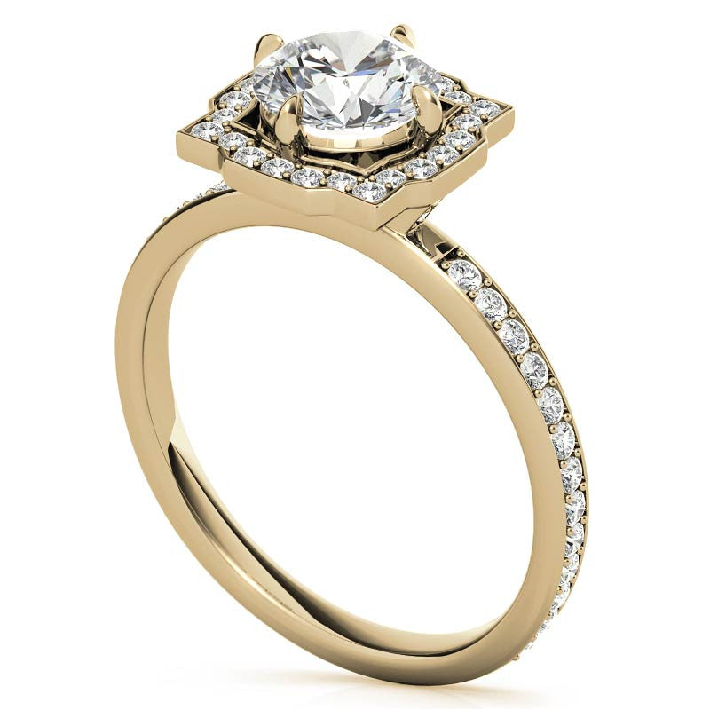 Round Halo Channel Moissanite Engagement Ring