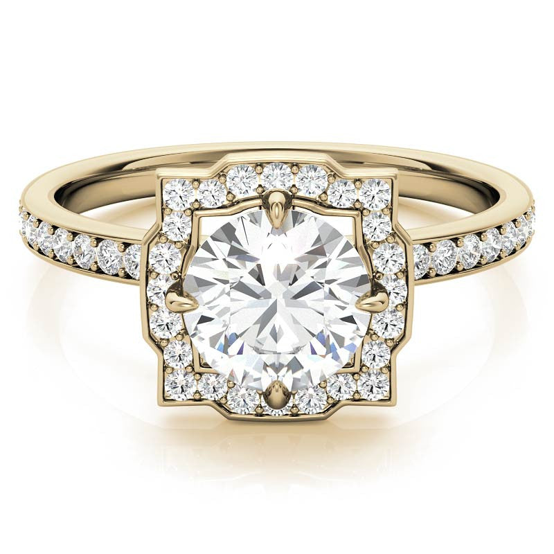 Round Halo Channel Moissanite Engagement Ring