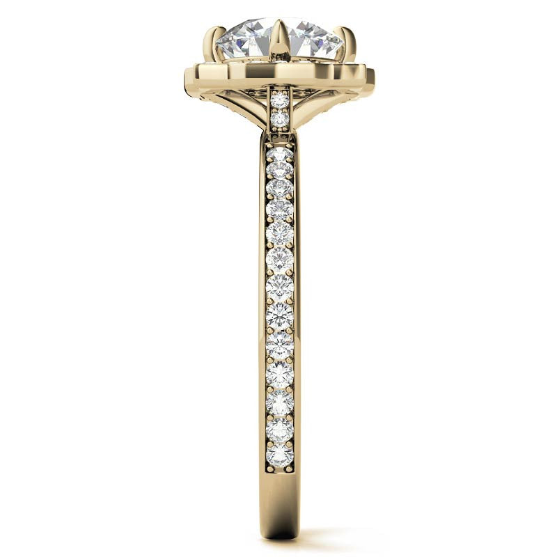 Round Halo Channel Moissanite Engagement Ring