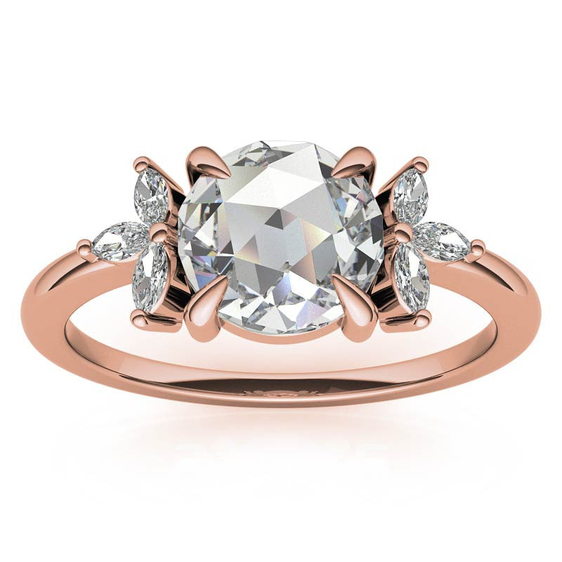 Rose and Marquise Moissanite Engagement Ring