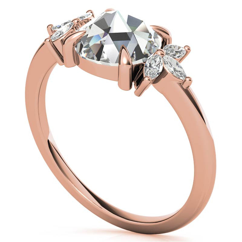Rose and Marquise Moissanite Engagement Ring