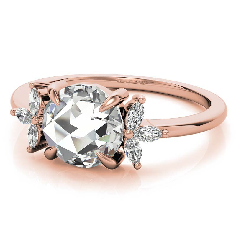 Rose and Marquise Moissanite Engagement Ring