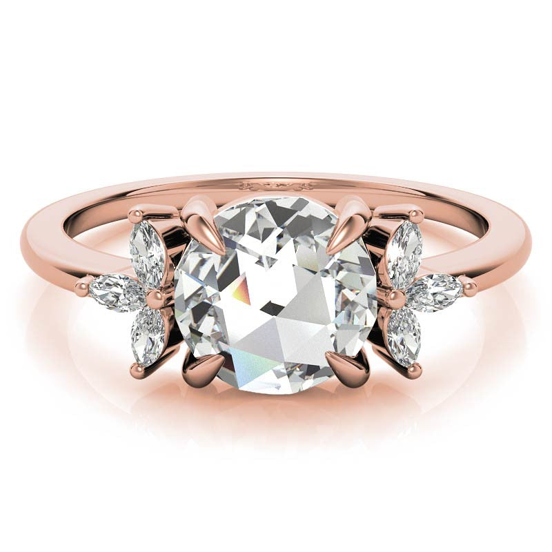 Rose and Marquise Moissanite Engagement Ring